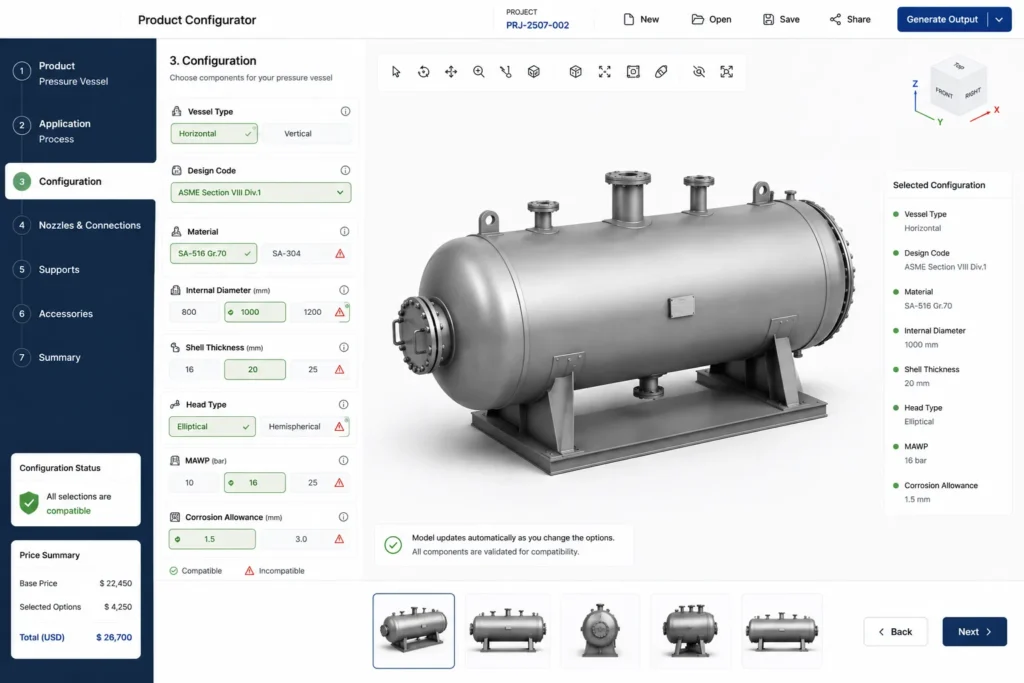 Rule-based Product Configurator validating engineering configurations