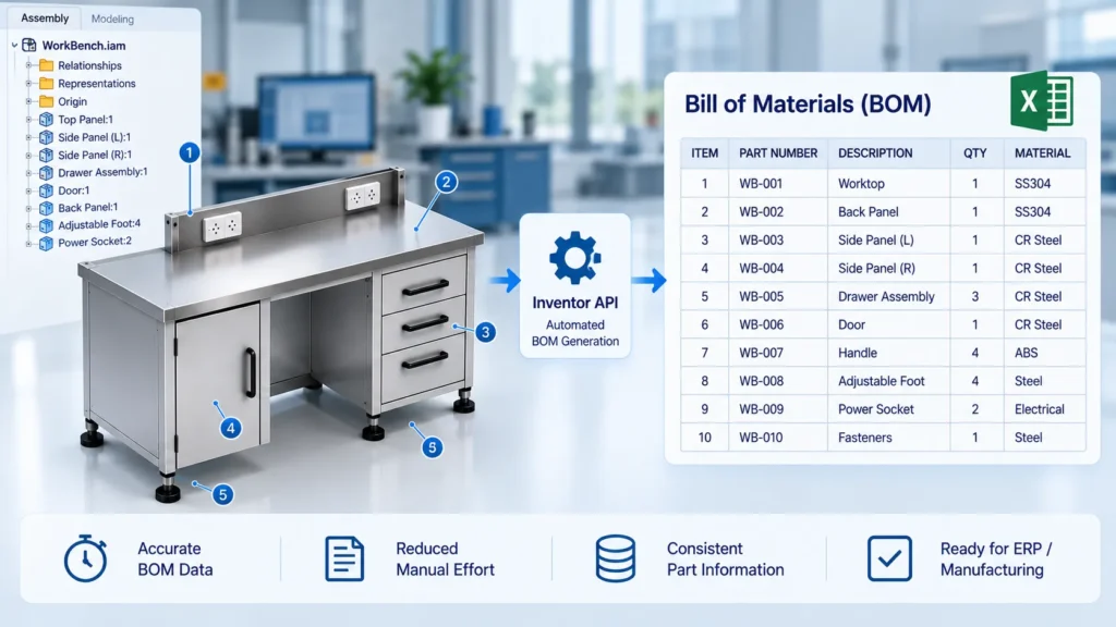 Autodesk Inventor BOM automation from assembly data