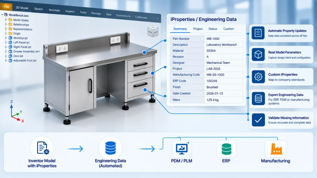 Autodesk Inventor iProperties and engineering data automation