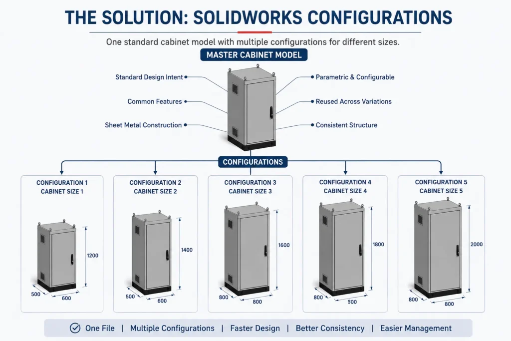 SolidWorks Configurations for multiple sheet metal cabinet sizes