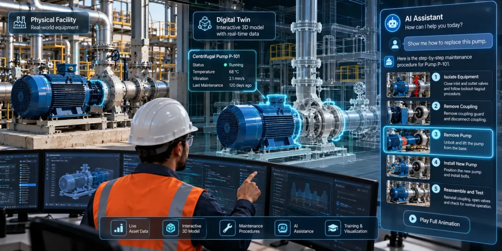 AI-powered industrial digital twin for interactive maintenance visualization