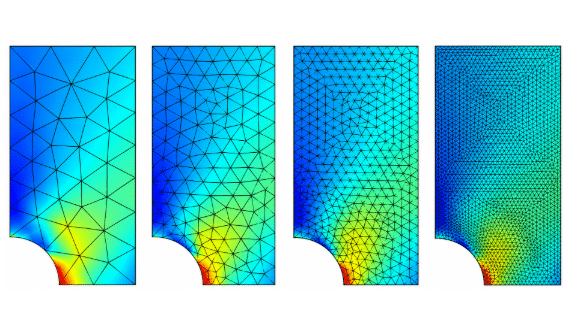 FEA mesh convergence study showing solution value stabilizing as element size decreases