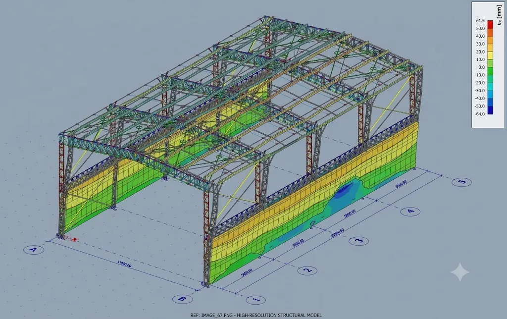 FEA stress analysis of a mechanical frame showing von Mises stress distribution