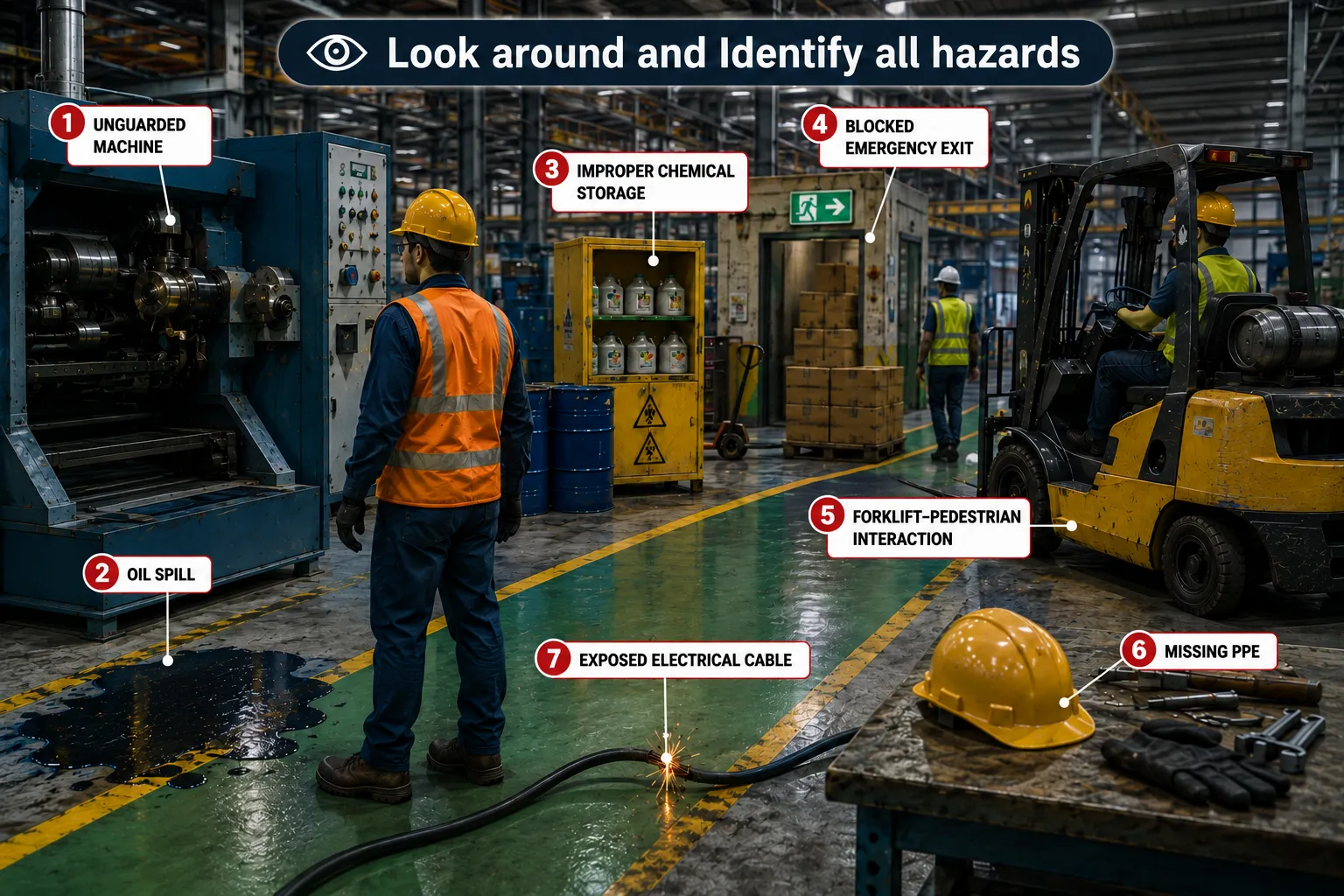 Hazard Identification Training in an industrial workplace using interactive 3D animation.