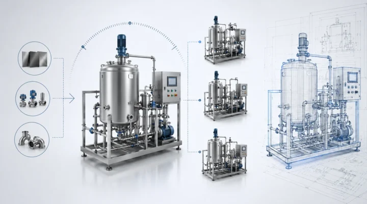 Product configurator for process equipment showing configurable components, product variations and automated CAD engineering output