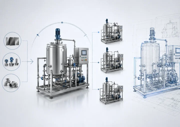 Product configurator for process equipment showing configurable components, product variations and automated CAD engineering output