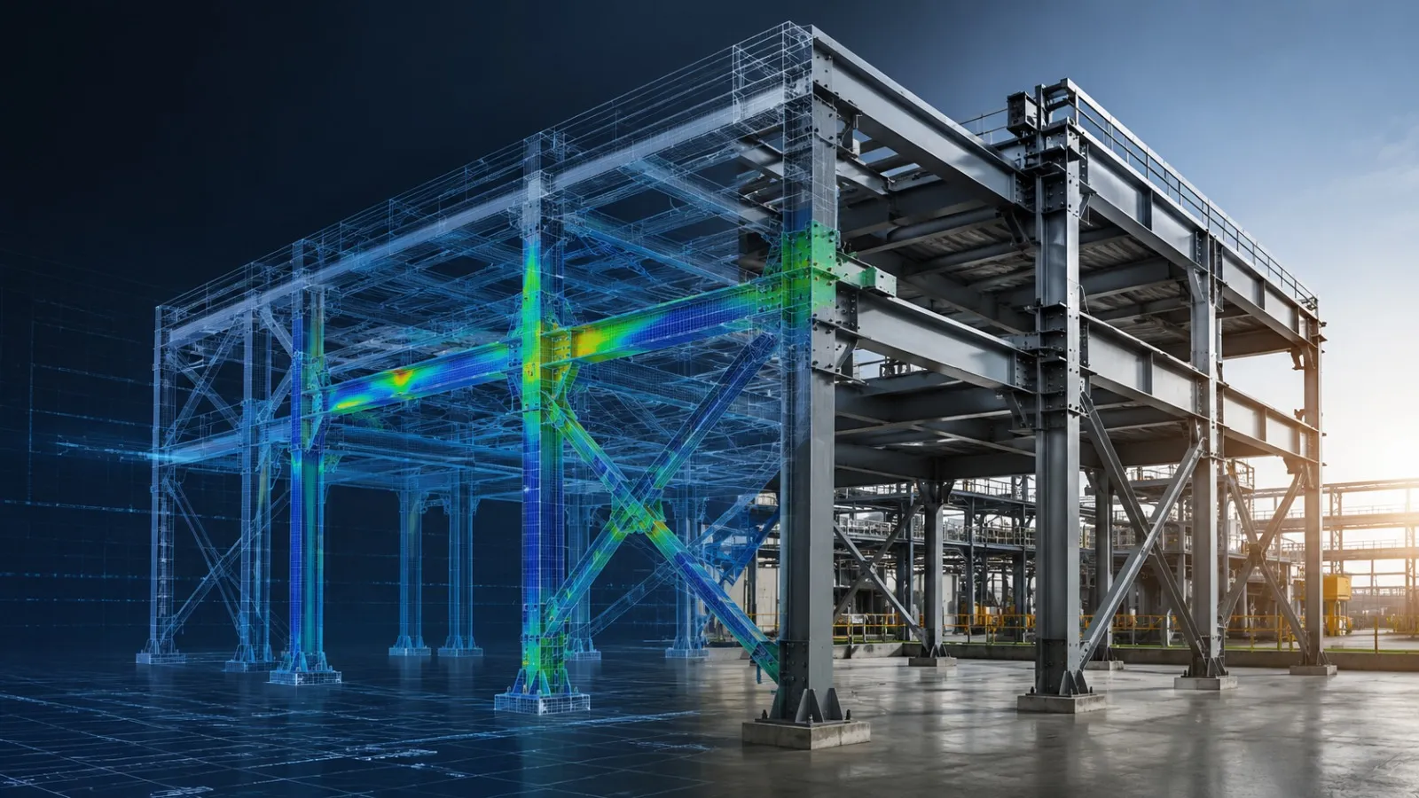 Structural analysis of a steel structure before fabrication