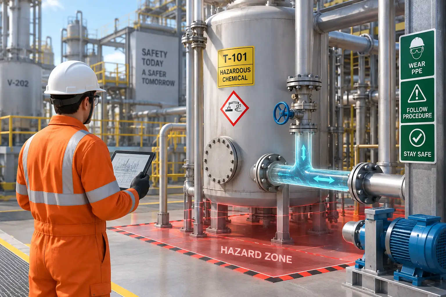 3D safety animation showing a high-risk industrial procedure