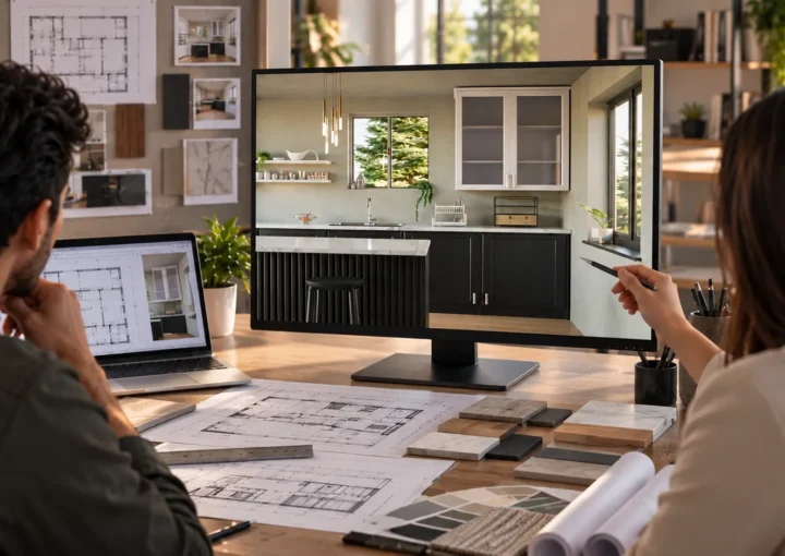 Interior rendering helping a client visualize and approve a design before construction