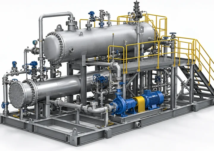 3D CAD model of oil and gas process equipment skid