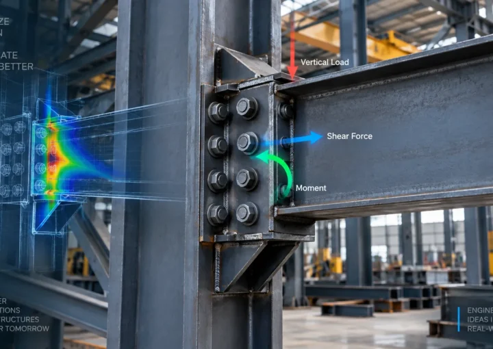 Structural connection design with analysis of a steel beam-to-column connection