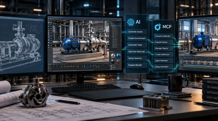 AI, Blender, and MCP workflow for industrial visualization