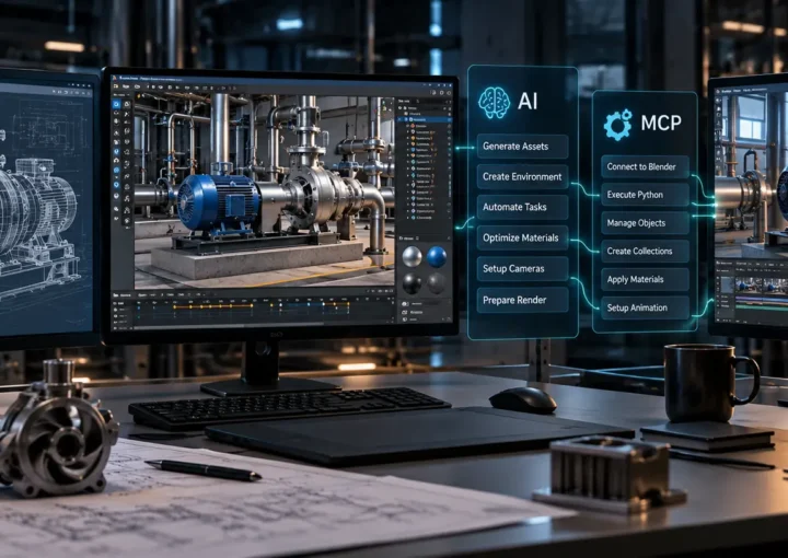 AI, Blender, and MCP workflow for industrial visualization