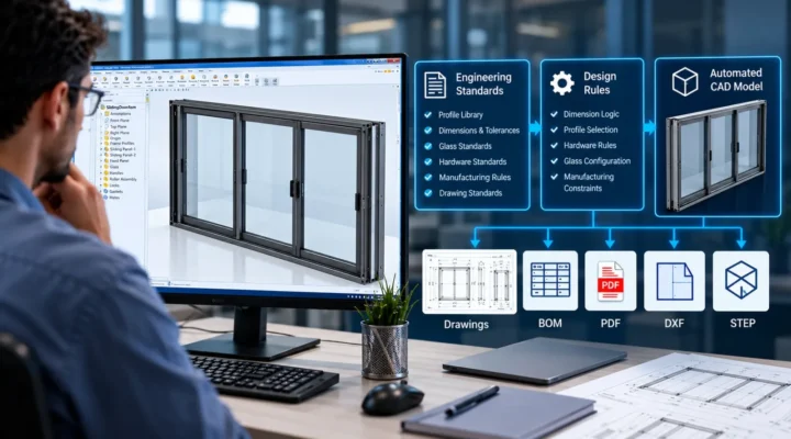 Rule-based CAD automation for sliding door and window frame design