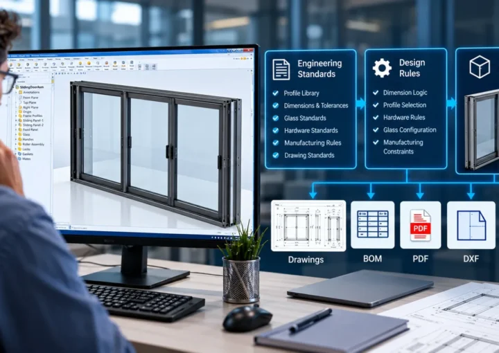Rule-based CAD automation for sliding door and window frame design